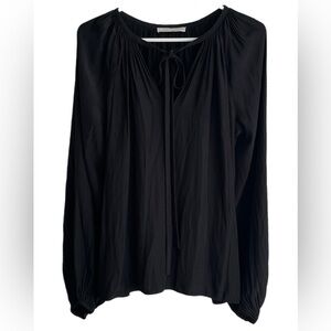 Ramy Brook Blouse Long Sleeve Peasant Tie Neck Full Sleeves Silky SZ: S